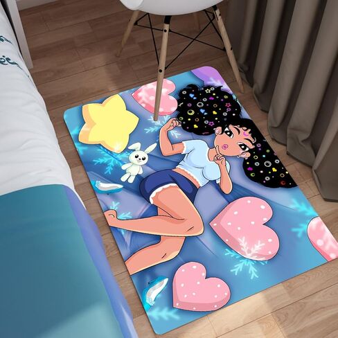 Girls Rugs for Bedroom Black Magic Girl Area Rug Girls Room Decor Cute African American Girls Floor Rugs for Living Room Decor Soft Small Carpets Yoga Mats for Women Pink 2X3 Feet in Kuwait