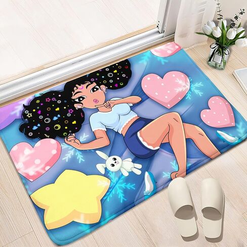 Girls Rugs for Bedroom Black Magic Girl Area Rug Girls Room Decor Cute African American Girls Floor Rugs for Living Room Decor Soft Small Carpets Yoga Mats for Women Pink 2X3 Feet in Kuwait