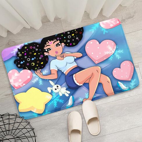 Girls Rugs for Bedroom Black Magic Girl Area Rug Girls Room Decor Cute African American Girls Floor Rugs for Living Room Decor Soft Small Carpets Yoga Mats for Women Pink 2X3 Feet in Kuwait