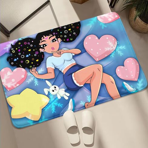 Girls Rugs for Bedroom Black Magic Girl Area Rug Girls Room Decor Cute African American Girls Floor Rugs for Living Room Decor Soft Small Carpets Yoga Mats for Women Pink 2X3 Feet in Kuwait