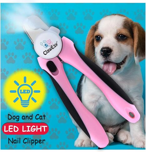 ماكينة قص أظافر الكلاب مع ضوء LED فائق السطوع لسلالة الدم، أداة تشذيب أظافر الحيوانات الأليفة من الفولاذ المقاوم للصدأ مع واقي أمان، مقبض مريح، مبرد أظافر مجاني من أجل حلاقة ناعمة وسهلة. الكلاب والقطط (وردي) in Kuwait