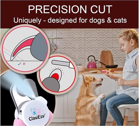 ماكينة قص أظافر الكلاب مع ضوء LED فائق السطوع لسلالة الدم، أداة تشذيب أظافر الحيوانات الأليفة من الفولاذ المقاوم للصدأ مع واقي أمان، مقبض مريح، مبرد أظافر مجاني من أجل حلاقة ناعمة وسهلة. الكلاب والقطط (وردي) in Kuwait