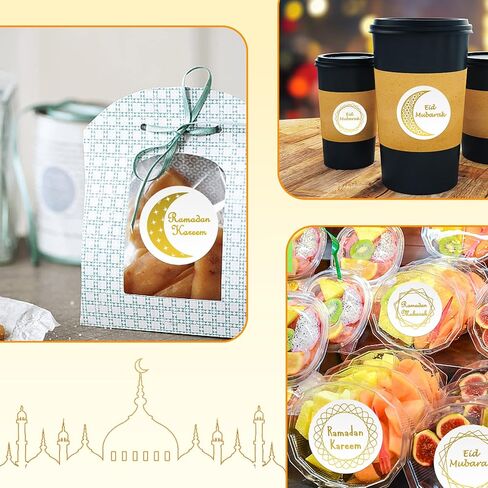600 قطعة من ملصقات رمضان كريم، ملصقات مستديرة 1.5 انش، ملصقات عيد مبارك ذاتية اللصق، ملصقات رمضان مبارك لهدايا العيد والشنط والبطاقات والاظرف وديكورات رمضان in Kuwait