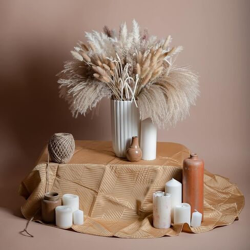 PNT CONCEPT Total 130 Pcs, 17" Set, 6 Types of Dried Flowers, Boho Home Decor, Dried Pampas Grass, Bunny Tail Grass, Pampas, Reed Grass, Bouquet for Wedding Floral Arrangements Home Decorations in Kuwait