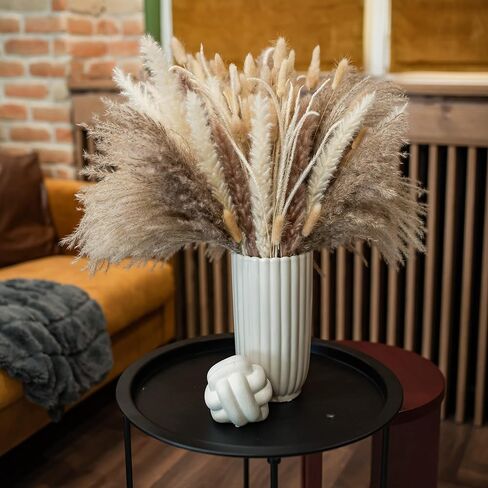 PNT CONCEPT Total 130 Pcs, 17" Set, 6 Types of Dried Flowers, Boho Home Decor, Dried Pampas Grass, Bunny Tail Grass, Pampas, Reed Grass, Bouquet for Wedding Floral Arrangements Home Decorations in Kuwait