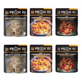 Peak Refuel Biscuits and Gravy | Premium Freeze Dried Camping Food | Backpacking & Hiking MRE Meals | Just Add Water | 100% Real Meat | 53g of Protein | 2 Serving Pouch (6 Pack)