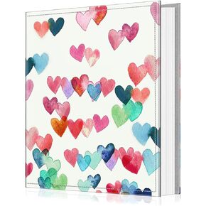 ألبوم صور Fintie صور مقاس 4 × 6 - غلاف كتاب صور بسعة كبيرة 600 جيبًا لصور إجازة الأطفال والذكرى السنوية للزفاف العائلي، قلوب تمطر