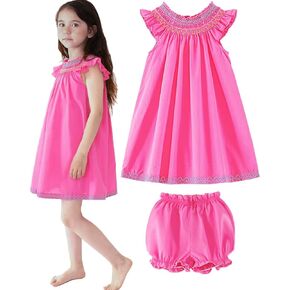 Smocked Dresses with Bloomers Set, Soft Cotton Vintage Dress (Baby,Toddler,Kids)