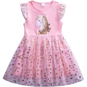 فساتين توتو للفتيات الصغيرات من التول فستان صيفي قصير الأكمام بألوان قوس قزح لحفلات أعياد ميلاد الأطفال وحفلات وحيد القرن والأميرة in Kuwait