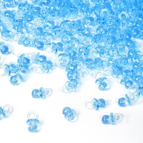 200 Pieces 0.86 Inch Baby Pacifier Baby Shower Plastic Pacifier for Baby Shower Pacifier, Baby Shower Gender Show Party Decoration DIY Birthday Party Gift (Blue)