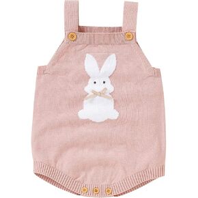 MoZiKQin Baby Girl Boy Easter Bunny Romper Sleeveless Knitted Bodysuit Jumpsuit My 1st Easter Outfit Cute Clothes in Kuwait