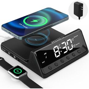 Alarm Clock for Heavy Sleepers Adults, Teenagers, Kids - Digital Clock with Wireless Charging, Dual Alarm(7-5-2), USB Charger, Dimmable, Calendar - Simple Loud Clocks for Bedrooms Dorm in Kuwait