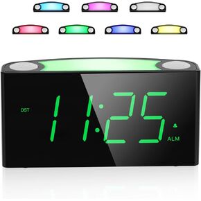 Digital Alarm Clock for Bedroom - 7 Color Night Light,2 USB Chargers,7.5" Large Number Screen & Slider Dimmer,12/24 H,Battery Backup,Easy Loud Electric Alarm Clock for Heavy Sleeper,Boy&Girl Kid Teen