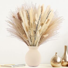 المجففة بامباس العشب بوهو ديكور المنزل، 92pcs باقة الزهور الطبيعية Inc الخزامى الأرنب ذيل بومباس ريد محايد البوهيمي الخريف الديكور لطاولة الزفاف غرفة نوم الغربية زهرية الموقد ديكور عيد الميلاد in Kuwait