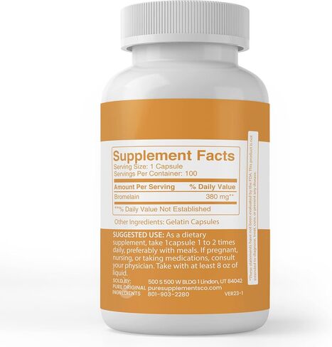Pure Original Ingredients Bromelain, (100 Capsules) Always Pure, No Additives or Fillers, Lab Verified in Saudi Arabia