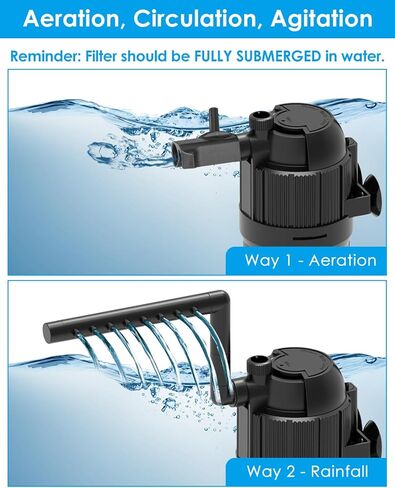 كولايف فلتر حوض السمك من فوماك مضخة فلتر يو-في مع مؤقت يحول الماء الاخضر الى شفاف، وضع مزدوج (تهوية/هطول المطر) لاحواض السمك 40-120 جالون، معدل تدفق واتجاه قابل للتعديل in Kuwait