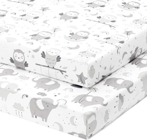 Mini Portable 24x38 Fitted Crib Sheets – Compatible with Dream on Me, Delta Porta Crib and Arms Reach Ideal Cosleeper – 100% Jersey Cotton – Farm Animals – 2 Pack in Saudi Arabia