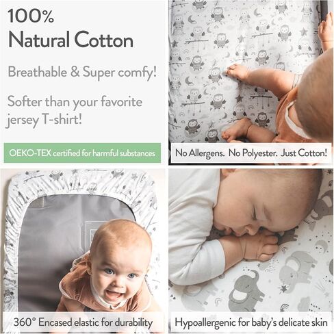Mini Portable 24x38 Fitted Crib Sheets – Compatible with Dream on Me, Delta Porta Crib and Arms Reach Ideal Cosleeper – 100% Jersey Cotton – Farm Animals – 2 Pack in Saudi Arabia
