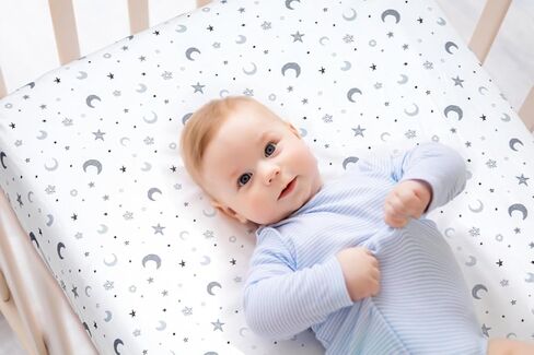 4 Pack Star and Moon Neutral Unisex Fitted Baby Sheets Set for Baby Boys or Girls (Crib Sheets) in Saudi Arabia