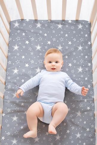 4 Pack Star and Moon Neutral Unisex Fitted Baby Sheets Set for Baby Boys or Girls (Crib Sheets) in Saudi Arabia