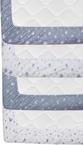 4 Pack Star and Moon Neutral Unisex Fitted Baby Sheets Set for Baby Boys or Girls (Crib Sheets) in Saudi Arabia