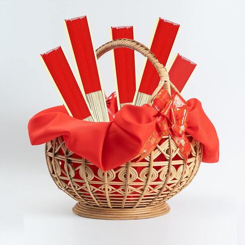 Winlyn 12 Sets Red Silk Hand Fans Chinese Handheld Silk Fans Bamboo Folding Fans Oriental Hand Fans with Bags for Asian Chinese Lunar New Year Party Favors Gift Dance Wedding Festival Holiday Decor in Saudi Arabia