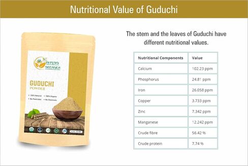 Herbs Botanica Guduchi Powder USDA Organic Neem Giloy Powder | Tinospora cordifolia | Herbsl Supplement for Immune Support, Digestion 5.3 Oz / 150 GMS in Saudi Arabia