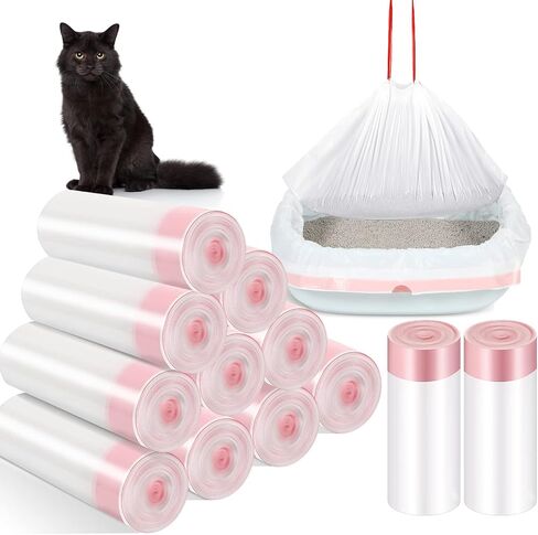 Jutom Large Cat Litter Box Liners, 120 Count, 45 x 18 Inch, Scratch Resistant, Convenient Drawstring, Easy to Use, Maintain House Clean in Saudi Arabia