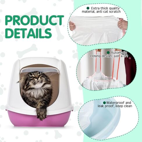 Jutom Large Cat Litter Box Liners, 120 Count, 45 x 18 Inch, Scratch Resistant, Convenient Drawstring, Easy to Use, Maintain House Clean in Saudi Arabia