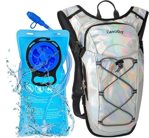 Reflective Hydration Backpack, Hydration Pack - Water Backpack with 2L Hydration Bladder, Essential for Festivals - Rave Hydration Pack for Hiking, Running, Cycling, and Festivals in Saudi Arabia