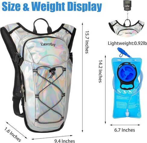 Reflective Hydration Backpack, Hydration Pack - Water Backpack with 2L Hydration Bladder, Essential for Festivals - Rave Hydration Pack for Hiking, Running, Cycling, and Festivals in Saudi Arabia