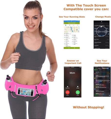 [Voted No.1 Hydration Belt] Winners' Running Fuel Belt - Includes Accessories: 2 BPA Free Water Bottles - Fits Any iPhone - w/Touchscreen Cover - No Bounce Fit and More! in Saudi Arabia