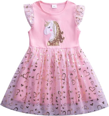 فساتين توتو للفتيات الصغيرات من التول فستان صيفي قصير الأكمام بألوان قوس قزح لحفلات أعياد ميلاد الأطفال وحفلات وحيد القرن والأميرة in Kuwait