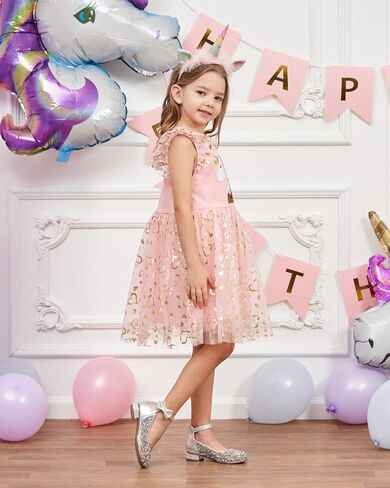 فساتين توتو للفتيات الصغيرات من التول فستان صيفي قصير الأكمام بألوان قوس قزح لحفلات أعياد ميلاد الأطفال وحفلات وحيد القرن والأميرة in Kuwait