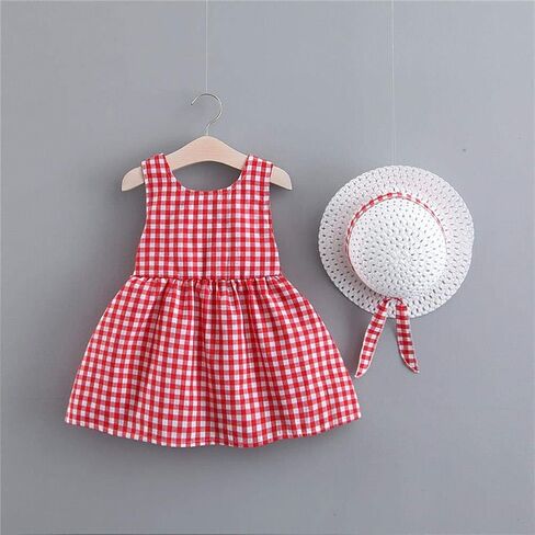 2PCS Baby Girls Tutu Dress Summer Backless Princess Birthday Party Dress Rainbow Floral Bowknot Sundress with Straw Sun Hat in Saudi Arabia
