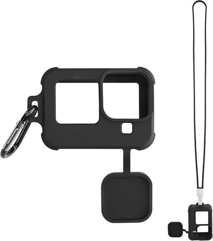 حافظة سيليكون kwmobile مع حزام متوافق مع حافظة GOPro HERO11 Black / HERO10 Black / HERO9 - كم واقي - أسود in Kuwait