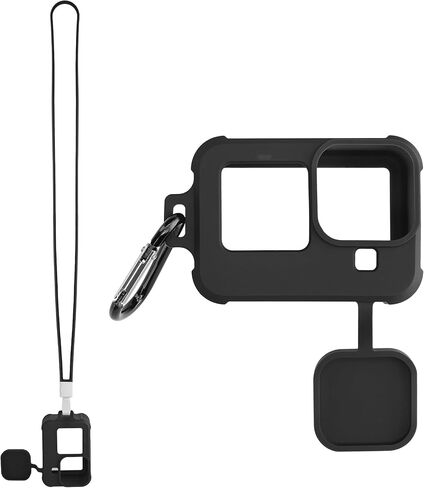 حافظة سيليكون kwmobile مع حزام متوافق مع حافظة GOPro HERO11 Black / HERO10 Black / HERO9 - كم واقي - أسود in Kuwait