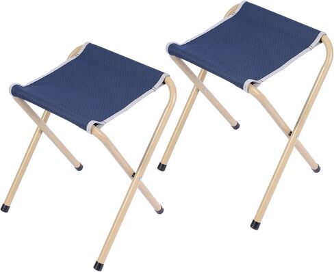 REDCAMP Folding Camp Stools for Adults Heavy Duty, 15 Inch Tall Lightweight Portable Backpacking Stool Seat 300lbs Capacity, Blue and Grey 2 Pack in Kuwait