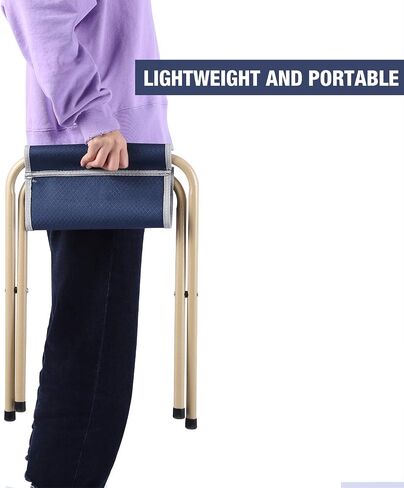 REDCAMP Folding Camp Stools for Adults Heavy Duty, 15 Inch Tall Lightweight Portable Backpacking Stool Seat 300lbs Capacity, Blue and Grey 2 Pack in Kuwait