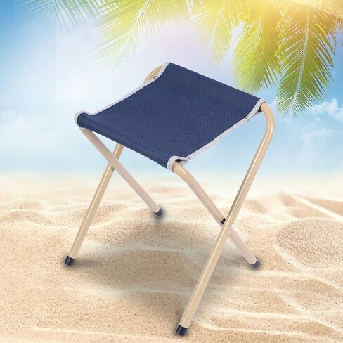REDCAMP Folding Camp Stools for Adults Heavy Duty, 15 Inch Tall Lightweight Portable Backpacking Stool Seat 300lbs Capacity, Blue and Grey 2 Pack in Kuwait