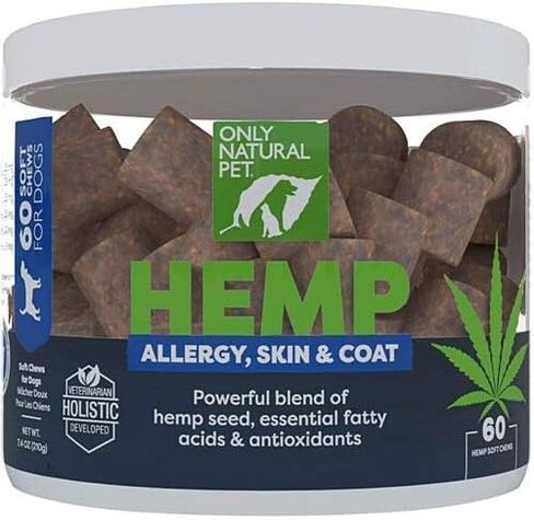 Only Natural Pet Allergy, Skin & Coat Hemp Soft Chews - Allergy Immune Bites for Dogs, Omega 3 Supplement, Hemp Oil - Calming Treats for Itchy Skin Relief, Hot Spot - (120 Count) in Saudi Arabia