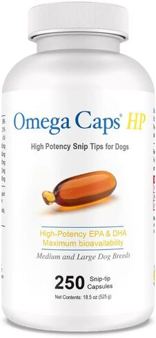 Omega Caps HP Snip Tips for Medium and Large Dogs High Potency EPA and DHA Maximum Bioavailability Fish Oil Supplement Vet Formulated Made in USA Skin Coat Joint and Heart Health 60 Capsules in Saudi Arabia