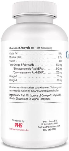 Omega Caps HP Snip Tips for Medium and Large Dogs High Potency EPA and DHA Maximum Bioavailability Fish Oil Supplement Vet Formulated Made in USA Skin Coat Joint and Heart Health 60 Capsules in Saudi Arabia