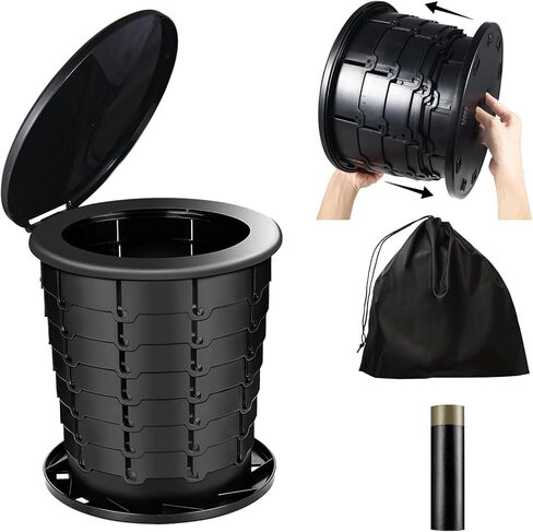 مرحاض محمول قابل للسحب من Moodooy، مرحاض قابل للطي بارتفاع قابل للتعديل مع غطاء، مرحاض محمول للسفر للأطفال البالغين، للسيارة/التخييم/المشي لمسافات طويلة/صيد الأسماك/الرحلات الطويلة/الشاطئ، ضروري للسفر في الهواء الطلق in Kuwait