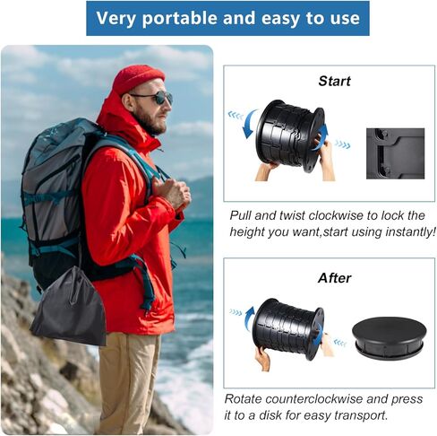 مرحاض محمول قابل للسحب من Moodooy، مرحاض قابل للطي بارتفاع قابل للتعديل مع غطاء، مرحاض محمول للسفر للأطفال البالغين، للسيارة/التخييم/المشي لمسافات طويلة/صيد الأسماك/الرحلات الطويلة/الشاطئ، ضروري للسفر في الهواء الطلق in Kuwait