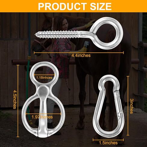 حلقة ربط الخيل من اتش اس اس زد اكس اف ار، معدات تدريب الخيل مع مسمار عين من الستانلس ستيل، حلقة ربط متينة من الستانلس ستيل للخيول تمنع الخيول من الانسحاب للخلف من قطعتين in Kuwait