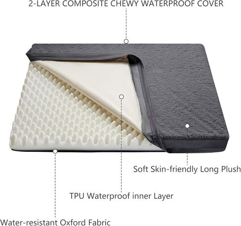 CozyLux Dog Beds for Large Dogs - Large Dog Bed for 75lbs, Egg-Crate Foam Cat Bed Mat, Removable Washable Cover, Dark Grey 36 X 27 X 3 inch in Kuwait