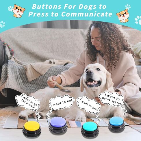 مجموعة ازرار للكلاب مكونة من 4 قطع من بابتالورد، حلقات متصلة وعظام للكلاب، ازرار للتواصل، تعليم كلبك التحدث مع ازرار اوامر الكلاب والقطط الخاصة بنا في 30 ثانية، ازرار تسجيل صوتي للكلب الناطق in Kuwait