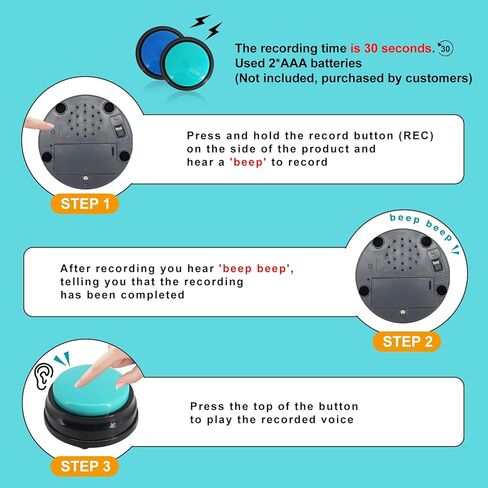 مجموعة ازرار للكلاب مكونة من 4 قطع من بابتالورد، حلقات متصلة وعظام للكلاب، ازرار للتواصل، تعليم كلبك التحدث مع ازرار اوامر الكلاب والقطط الخاصة بنا في 30 ثانية، ازرار تسجيل صوتي للكلب الناطق in Kuwait