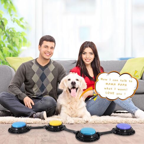 مجموعة ازرار للكلاب مكونة من 4 قطع من بابتالورد، حلقات متصلة وعظام للكلاب، ازرار للتواصل، تعليم كلبك التحدث مع ازرار اوامر الكلاب والقطط الخاصة بنا في 30 ثانية، ازرار تسجيل صوتي للكلب الناطق in Kuwait